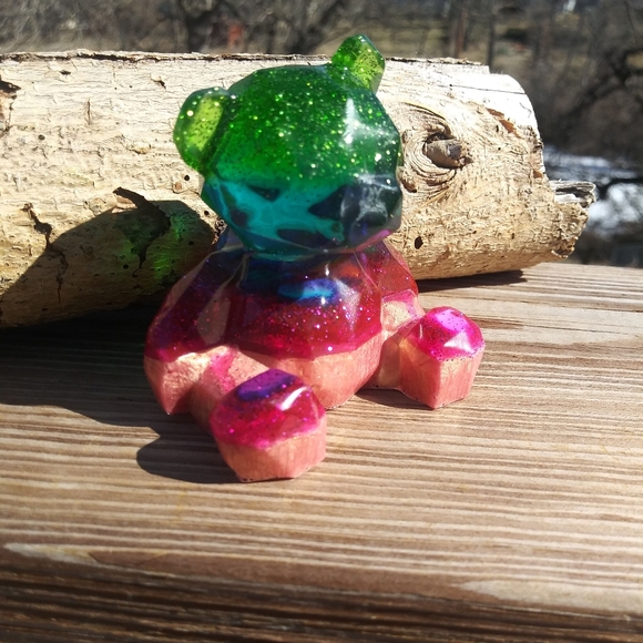 🧸SOLD🧸Teddy Bear Resin Sparkle Art Cute Gift Handmade Epoxy Artisan Bears - Picture 5 of 15